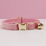 Luxury Velvet Pet Collar with Engraved Nameplate